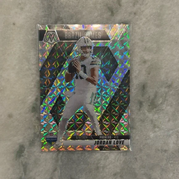 🔥 2025 Jordan Love Panini Mosaic Silver Reactive Prizm Brazil Game. Green Bay - Picture 2 of 3
